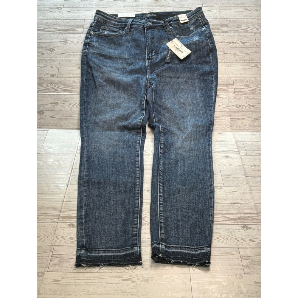 Judy Blue Womens 15/32 Skinny Jeans Tummy Control Raw Hem Stretch Y2K NWT